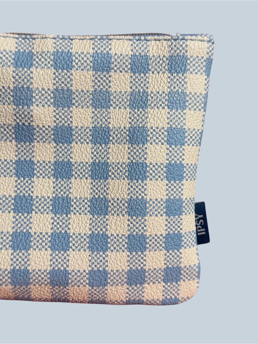 NEW Summer Blue Gingham Wristlet Clutch - or Cosmetics Bag - Picture 5 of 7